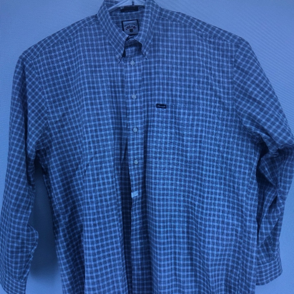 Men's Blue Plaid Button-Down Shirt